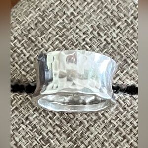 Hammered Concave Sterling Silver Band Ring, Size 7.